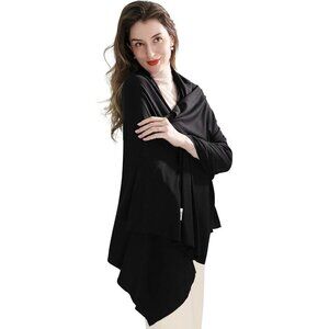 Travel Scarf Soft Blanket Wrap Black Shawl Modern Fitted for Women